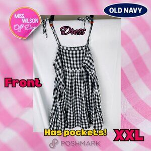 Old Navy Black and White Checkerboard Skater Dress-XXL